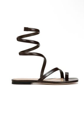 Veronica Beard Allura Flat Wrap Up Wire Sandals Cacao Brown Leather Size 8